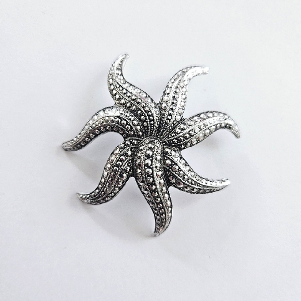 Vintage German Silver Starfish Brooch